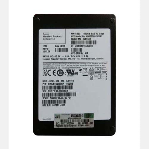 875682-001 HP 960GB SAS 12Gb/s Hot Swappable Read Intensive 2.5-Inch Solid State Drive with Smart Carrier for ProLiant DL160 Gen10