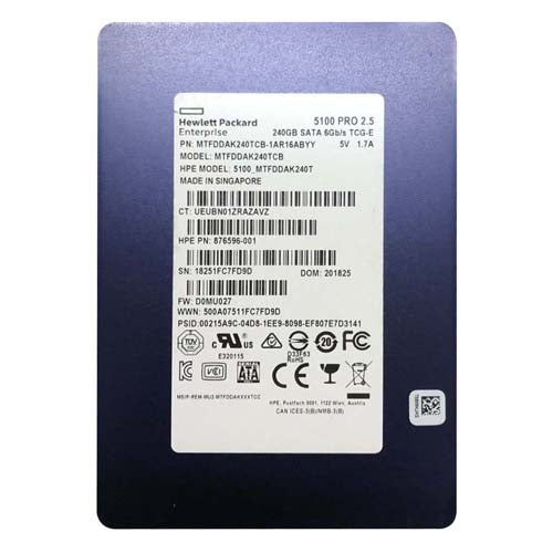 876596-001 HP 240GB SATA 6Gb/s 2.5-inch Solid State Drive