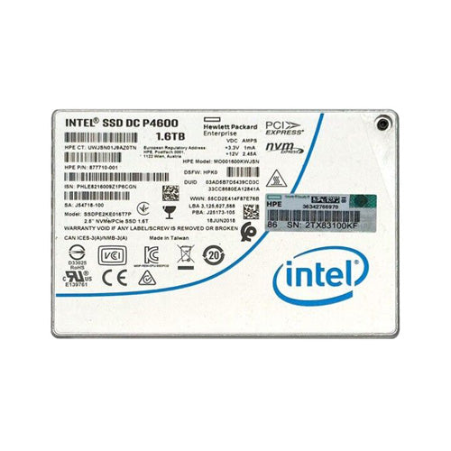 877710-001 HP 1.6TB PCI Express NVMe 3.0 x4 U.2 2.5-Inch Solid State Drive
