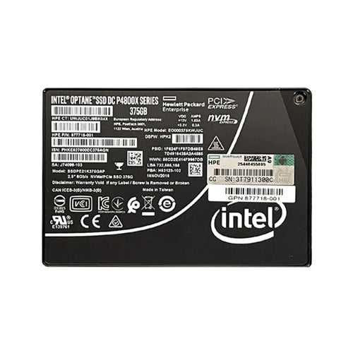877718-001 HP 375GB Triple-Level Cell SATA 6Gb/s PCI Express x4 (NVMe) Write Intensive 2.5-Inch (SC) Digitally Signed Solid State Drive