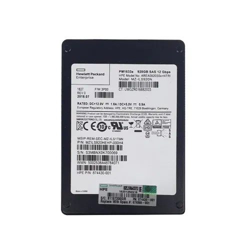 879388-001-GEN-HPE 920GB 2.5 inch MLC 6Gb/s SAS Solid State Drive