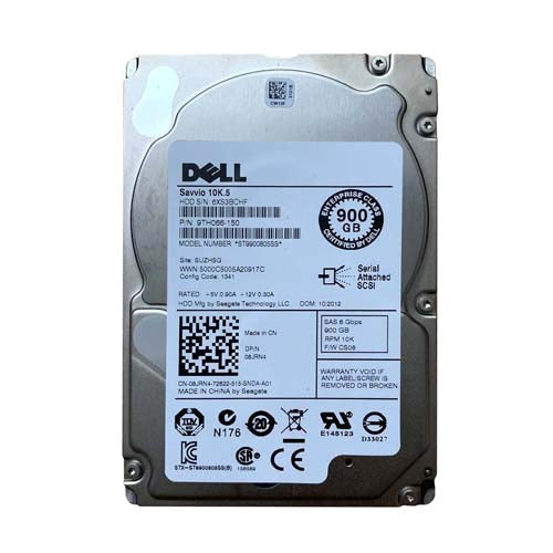 8JRN4 Dell 900GB 10000RPM SAS 6Gb/s Hot-Pluggable 64MB Cache 2.5-Inch Hard Drive with Tray for PowerEdge & PowerVault Servers