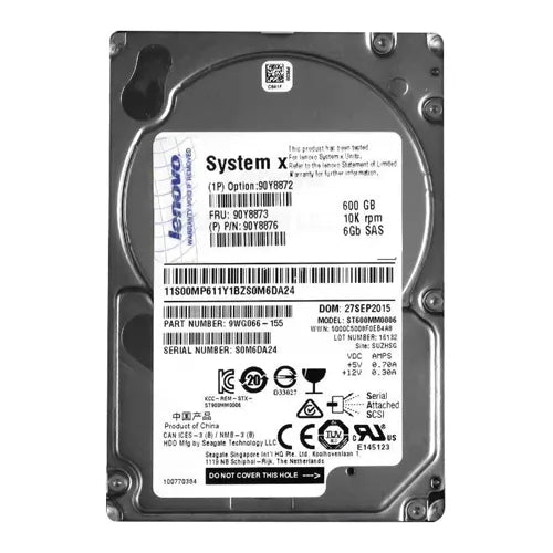 90Y8873 IBM 600GB 10000RPM SAS 6Gb/s Hot Swappable 64MB Cache 2.5-Inch Hard Drive with Tray