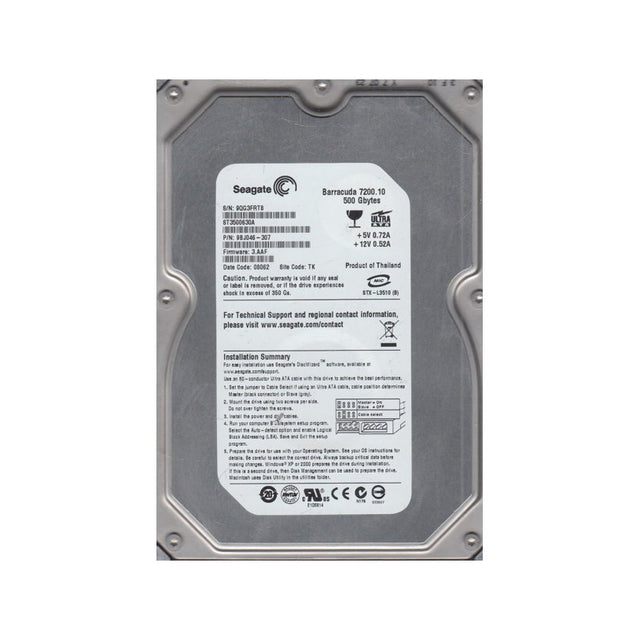 BarraCuda 7200.10 Series 500GB 7200RPM IDE Ultra ATA/100 ATA-6 16MB Cache CE 3.5-Inch Hard Drive