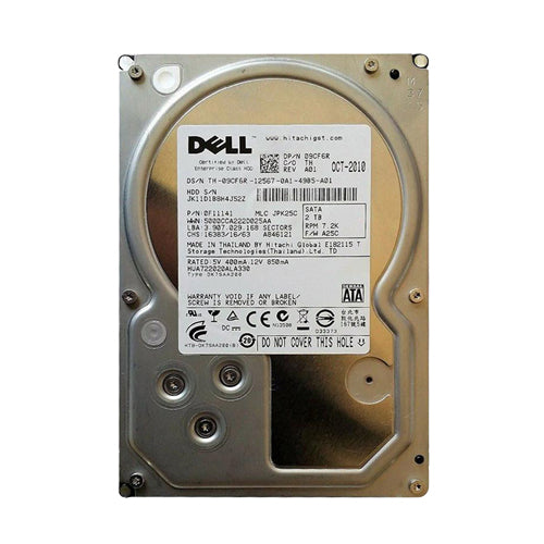 9CF6R Dell 2TB 7200RPM SATA 3Gb/s Hot-Pluggable 32MB Cache (512n) 3.5-Inch Hard Drive with Tray for PowerEdge Server & PowerVault Storage Array