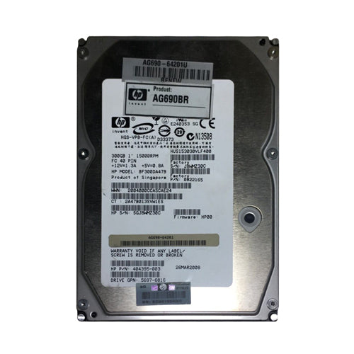 AG690BR HP 300GB 15000RPM Fibre Channel 4Gb/s 16MB Cache Hot-Swappable 3.5-inch Hard Drive for EVA M6412A