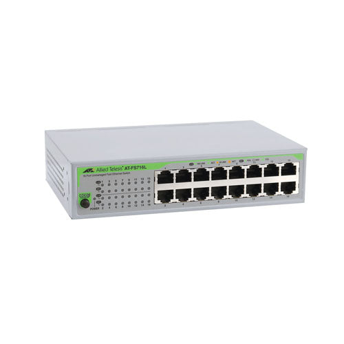 AT-FS716L-40 Allied Telesis FS700 Series 16 x Ports 10/100Base-TX Rack-mountable Layer 2 Unmanaged Fast Ethernet Network Switch