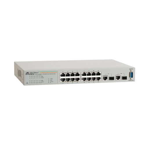 AT-FS750/16-40 Allied Telesis FS700 Series 16 x Ports 10/100Base-TX + 2 x Ports SFP Combo Rack-mountable Layer 2 Unmanaged Fast Ethernet Network Switch