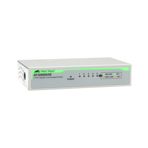 AT-GS900/5E-40 Allied Telesis GS900 Series 5 x Ports 1000Base-T Rack-mountable Layer 2 Unmanaged Gigabit Ethernet Network Switch