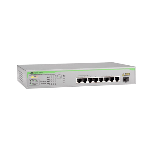 AT-GS900/8PS-20 Allied Telesis GS900 Series 8 x Ports 1000Base-T PoE Rack-mountable Layer 2 Unmanaged Gigabit Ethernet Network Switch