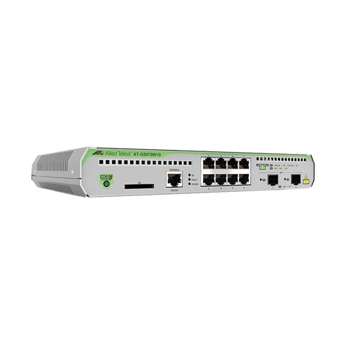 AT-GS970M/10-40 Allied Telesis CentreCOM GS970M Series 8 x Ports 1000Base-T + 2 x Ports SFP Rack-mountable Layer 3 Managed Gigabit Ethernet Network Switch