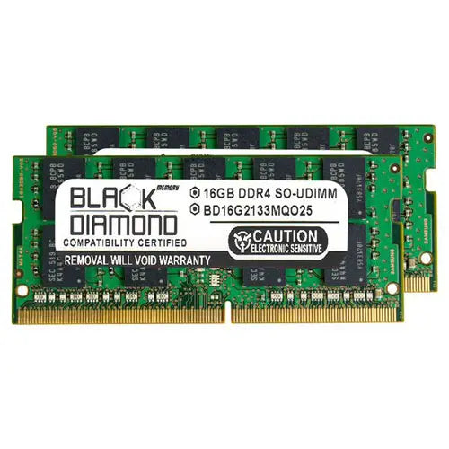 BD16GX22133MQO25 - Black Diamond 32GB Kit (2 x 16GB) DDR4-2133 MHz PC4-17000 non-ECC Unbuffered CL15 260-Pin SODIMM 1.2V 2Rx8 Memory Module