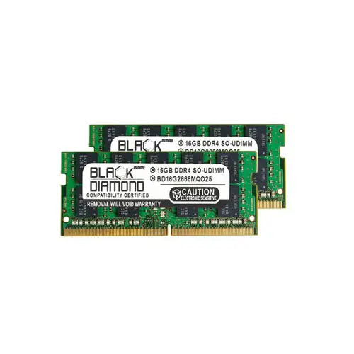 BD16GX22666MQO25 - Black Diamond 32GB Kit (2 x 16GB) DDR4-2666 MHz PC4-21300 non-ECC Unbuffered CL19 260-Pin SODIMM 1.2V 2Rx8 Memory Module