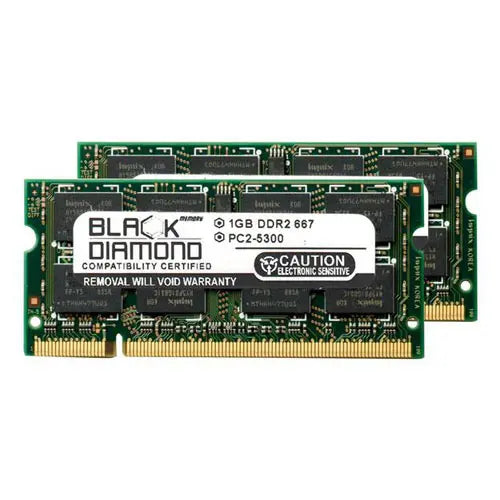 BD1GX2667MDN10 - Black Diamond 2GB Kit (2 x 1GB) DDR2-667 MHz PC2-5300 non-ECC Unbuffered CL5 200-Pin SODIMM 1.8V 2Rx8 Memory Module