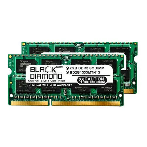 BD2GX21333MTN13 - Black Diamond 4GB Kit (2 x 2GB) DDR3-1333 MHz PC3-1066 non-ECC Unbuffered CL9 204-Pin SODIMM 1.5V 2Rx8 Memory Module