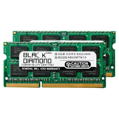 BD2GX21600MTN13 - Black Diamond 4GB Kit (2 x 2GB) DDR3-1600 MHz PC3-12800 non-ECC Unbuffered CL11 204-Pin SODIMM 1.5V 2Rx8 Memory Module
