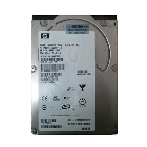 BD3008842C HP 300GB 10000RPM Ultra320 SCSI 8MB Cache Hot-Swappable 3.5-inch Hard Drive