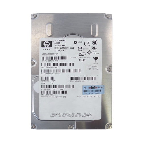 BD3008A4B6 HP 300GB 10000RPM Ultra320 SCSI Hot-Pluggable LVD 80-Pin 3.5-inch Hard Drive with Tray