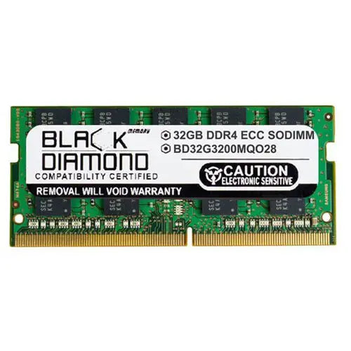 BD32G3200MQO28 - Black Diamond 32GB DDR4-3200 MHz PC4-25600 non-ECC Unbuffered CL22 260-Pin SODIMM 1.2V 2Rx8 Memory Module
