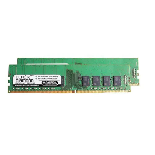 BD32GX22400MQE28 - Black Diamond 64GB Kit (2 x 32GB) DDR4-2400 MHz PC4-19200 ECC CL17 288-Pin UDIMM 1.2V 2Rx8 Memory Module