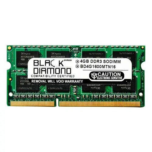 BD4G1600MTN16 - Black Diamond 4GB DDR3-1600 MHz PC3-12800 non-ECC Unbuffered CL11 204-Pin SODIMM 1.5V 2Rx8 Memory Module