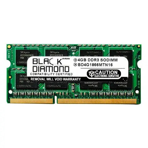 BD4G1866MTN16 - Black Diamond 4GB DDR3-1866 MHz PC3-14900 non-ECC Unbuffered CL13 204-Pin SODIMM 1.5V 2Rx8 Memory Module