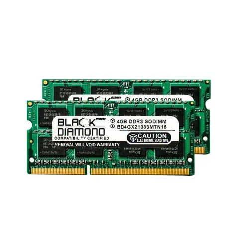 BD4GX21333MTN16 - Black Diamond 8GB Kit (2 x 4GB) DDR3-1333 MHz PC3-1066 non-ECC Unbuffered CL9 204-Pin SODIMM 1.5V 2Rx8 Memory Module