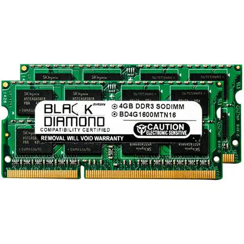 BD4GX21600MTN16 - Black Diamond 8GB Kit (2 x 4GB) DDR3-1600 MHz PC3-12800 non-ECC Unbuffered CL11 204-Pin SODIMM 1.5V 2Rx8 Memory Module