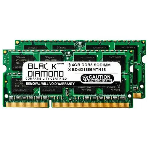 BD4GX21866MTN16 - Black Diamond 8GB Kit (2 x 4GB) DDR3-1866 MHz PC3-14900 non-ECC Unbuffered CL13 204-Pin SODIMM 1.5V 2Rx8 Memory Module