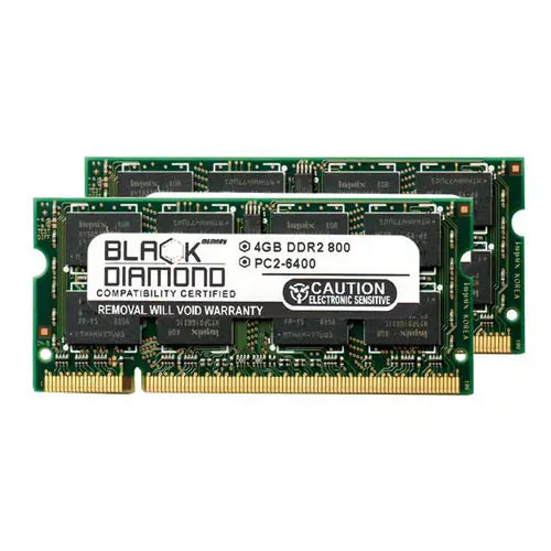 BD4GX2800MDN16 - Black Diamond 8GB Kit (2 x 4GB) DDR2-800 MHz PC2-6400 non-ECC Unbuffered CL6 200-Pin SODIMM 1.8V 2Rx8 Memory Module