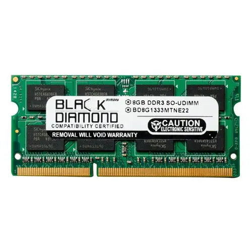 BD8G1333MTO22 - Black Diamond 8GB DDR3-1333 MHz PC3-1066 non-ECC Unbuffered CL9 204-Pin SODIMM 1.5V 2Rx8 Memory Module