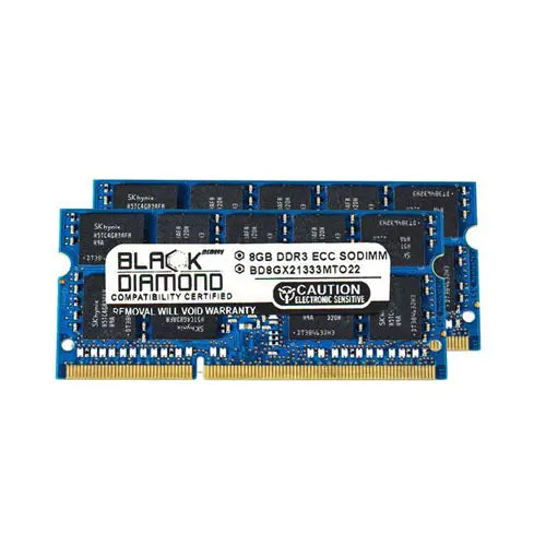 BD8GX21333MTO22 - Black Diamond 16GB Kit (2 x 8GB) DDR3-1333 MHz ECC Unbuffered CL9 204-pin SoDIMM 1.5V 2Rx8 Memory Module