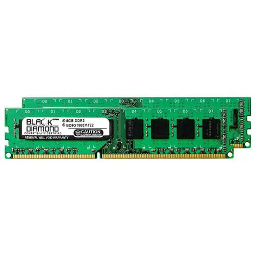 BD8GX21866MT22 - Black Diamond 16GB Kit (2x8GB) DDR3-1866MHz PC3-14900 Non-ECC Unbuffered CL13 240-Pin UDIMM 1.5V Dual Rank Memory Module