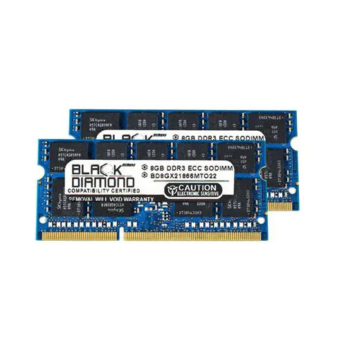 BD8GX21866MTO22 - Black Diamond 16GB Kit (2 x 8GB) DDR3-1866 MHz PC3-14900 non-ECC Unbuffered CL13 204-Pin SODIMM 1.5V 2Rx8 Memory Module