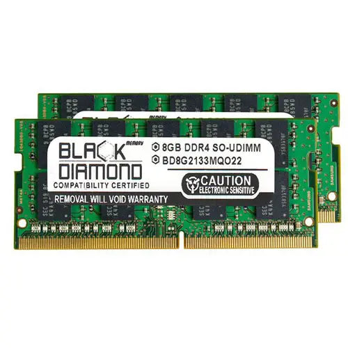 BD8GX22133MQO22 - Black Diamond 16GB Kit (2 x 8GB) DDR4-2133 MHz PC4-17000 non-ECC Unbuffered CL15 260-Pin SODIMM 1.2V 2Rx8 Memory Module