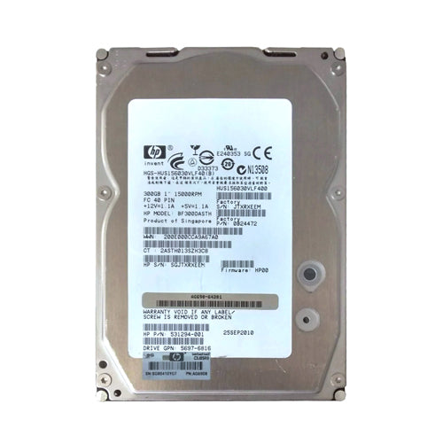BF300DASTH HP 300GB 15000RPM Fibre Channel 2Gb/s Hot-Swappable 40-Pin 3.5-inch Hard Drive for StorageWorks