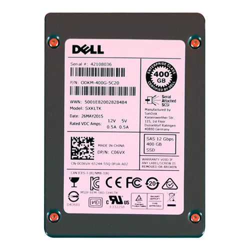 C06VX Dell 400GB Multi-Level Cell SAS 12Gb/s Hot-Pluggable 2.5-Inch Solid State Drive