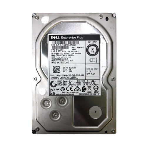 C2X2N Dell 2TB 7200RPM SAS 12Gb/s Hot-Pluggable 3.5-Inch Hard Drive with Tray for EqualLogic Storage Array