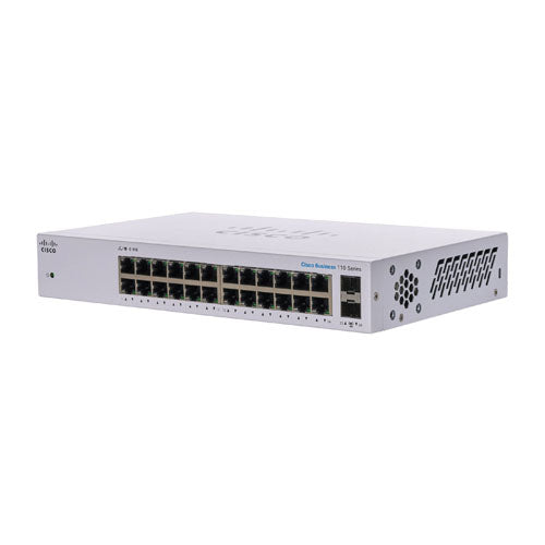 CBS110-24T Cisco Business 110 Series CBS110-24T 24 x Ports 10/100/1000Base-T + 2 x SFP Ports Layer 2 Unmanaged Rack-mountable Gigabit Ethernet Network Switch