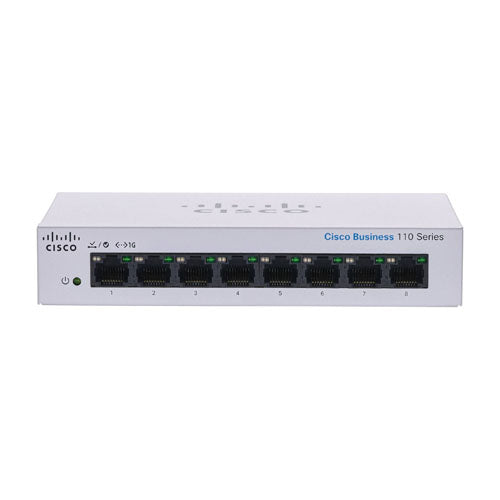 CBS110-8T-D-EU Cisco Business 110 Series CBS110-8T 8 x Ports 10/100/1000Base-T Layer 2 Unmanaged Desktop Gigabit Ethernet Network Switch
