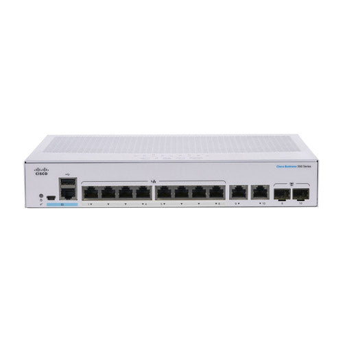 CBS350-8T-E-2G-NA Cisco Business 350 8 x Ports PoE+ 10/100/1000Base-T + 2 x SFP Ports Layer 2 Managed Rack-mountable Gigabit Ethernet Switch