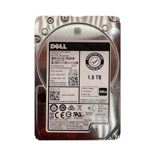 CGKW9 Dell 1.8TB 10000RPM SAS 12Gb/s Hot-Swappable 2.5-Inch Hard Drive with Tray for PowerEdge Servers