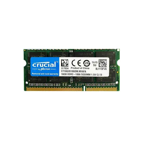 16GB DDR3-1866MHz PC3-14900 Non-ECC Unbuffered CL13 SODIMM 1.35V Dual Rank Memory