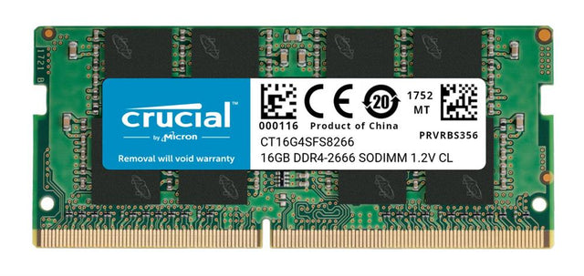 CT16G4SFS8266.C8FB Crucial 16GB PC4-21300 DDR4-2666MHz non-ECC Unbuffered CL19 260-Pin SoDimm 1.2V Single Rank Memory Module