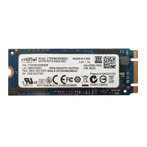 CT500MX200SSD6 Crucial MX200 500GB Multi-Level Cell SATA 6Gb/s M.2 2260 Solid State Drive