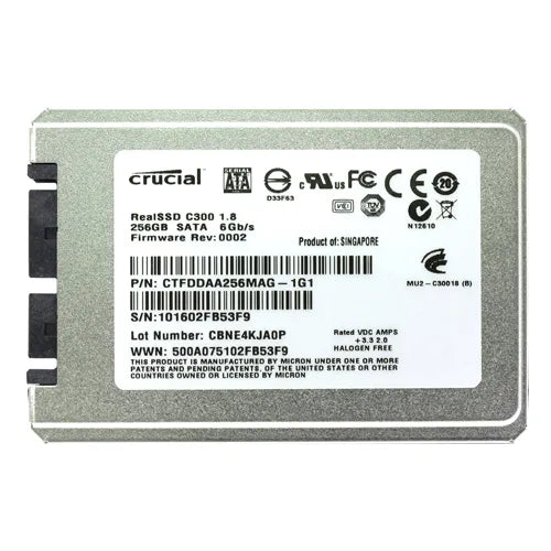 CTFDDAA256MAG-1G1 Crucial C300 256GB Multi-Level Cell SATA 6Gb/s 1.8-Inch Solid State Drive