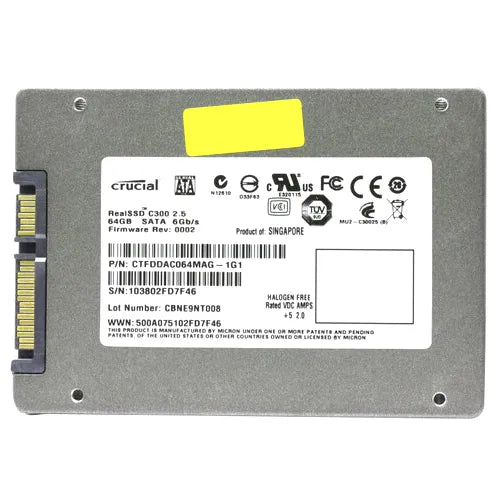 CTFDDAC064MAG-1G1 Crucial C300 64GB Multi-Level Cell SATA 6Gb/s 2.5-Inch Solid State Drive