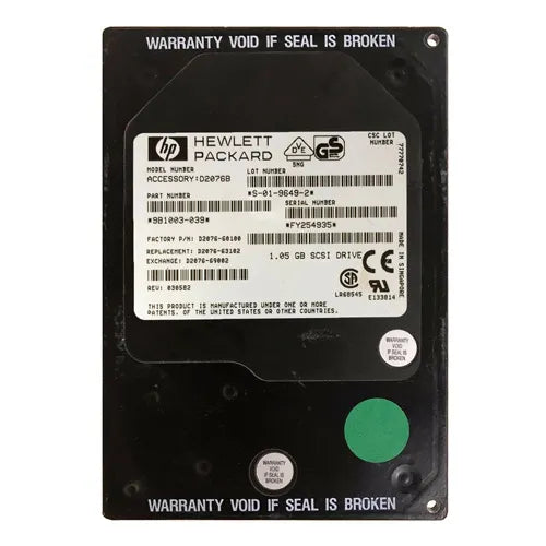 D2076-63102 HP 1GB 5400RPM Fast SCSI 50-Pin 128KB Cache 3.5-Inch Hard Drive