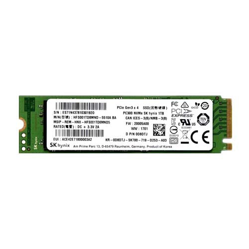 D8DTJ Dell 1TB Multi-Level Cell PCI Express NVMe 3.0 x4 M.2 2280 Solid State Drive