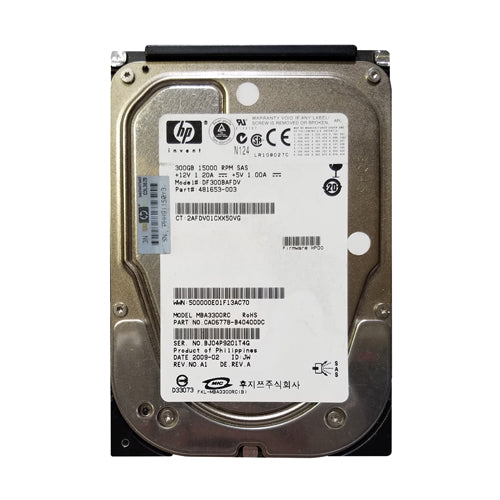 DF300BAFDV HP 300GB 15000RPM SAS 3Gb/s LFF Hot-Pluggable Single Port 3.5-inch Hard Drive with Tray for Gen1 to Gen7 ProLiant Server